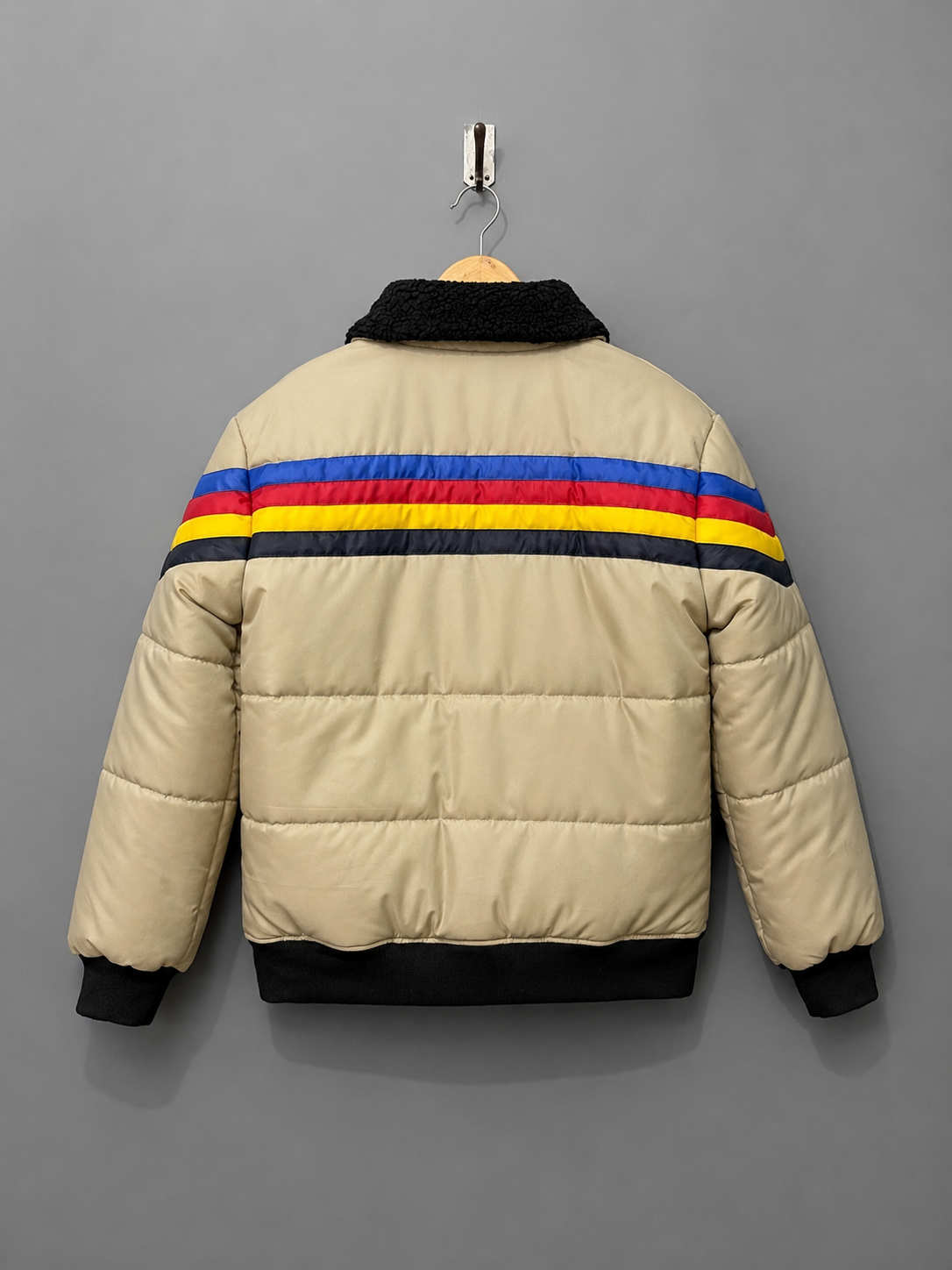 Retro Rainbow Striped Puffer Jacket - Image 2